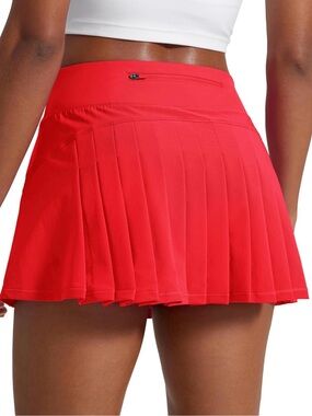 CRZ YOGA Deep Red Back Pleated Golf Running Skort/Skirt/Short
